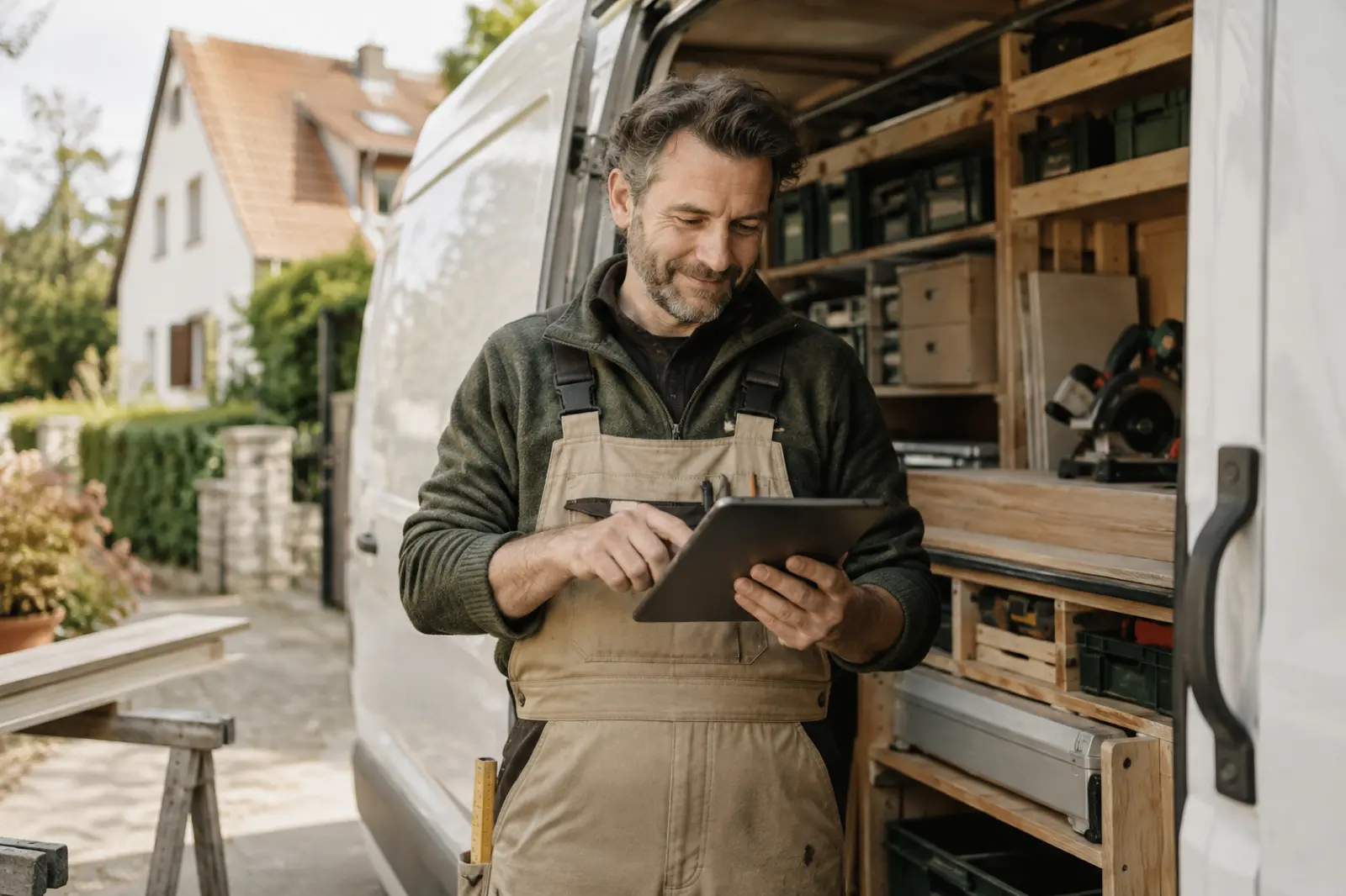 Handwerksmeister mit Tablet